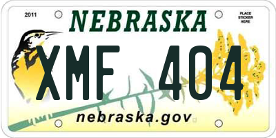NE license plate XMF404