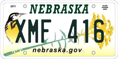 NE license plate XMF416