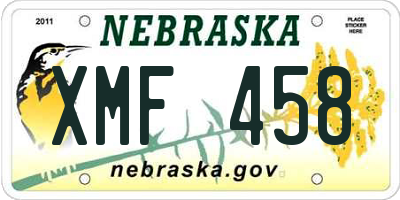 NE license plate XMF458