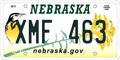 NE license plate XMF463