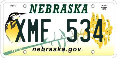 NE license plate XMF534