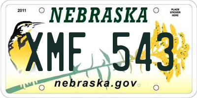 NE license plate XMF543