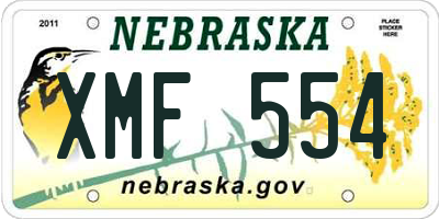 NE license plate XMF554