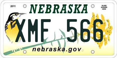 NE license plate XMF566