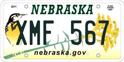NE license plate XMF567