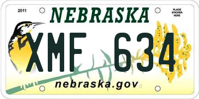 NE license plate XMF634