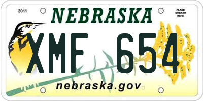 NE license plate XMF654