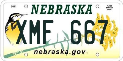 NE license plate XMF667