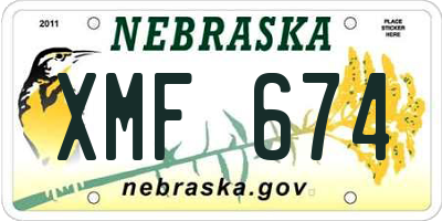 NE license plate XMF674