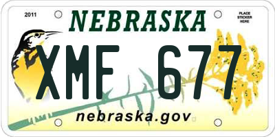 NE license plate XMF677