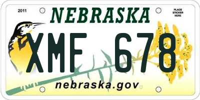 NE license plate XMF678