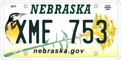 NE license plate XMF753