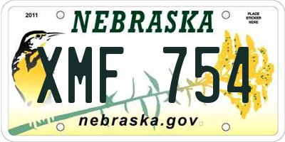 NE license plate XMF754