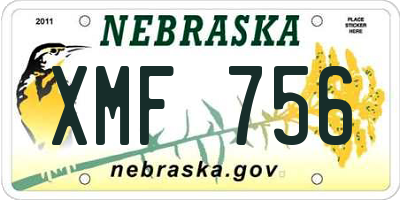 NE license plate XMF756