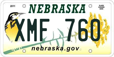 NE license plate XMF760