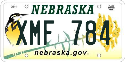 NE license plate XMF784