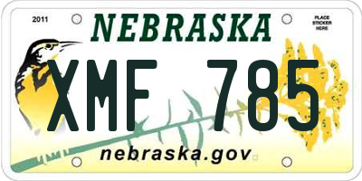 NE license plate XMF785