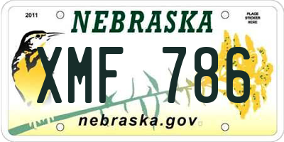 NE license plate XMF786