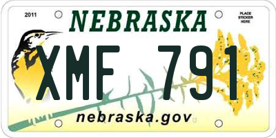 NE license plate XMF791