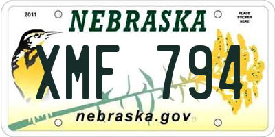 NE license plate XMF794