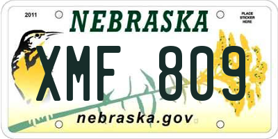 NE license plate XMF809
