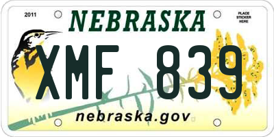 NE license plate XMF839