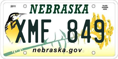 NE license plate XMF849