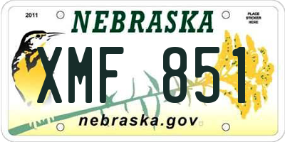 NE license plate XMF851