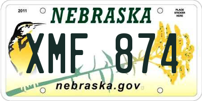NE license plate XMF874
