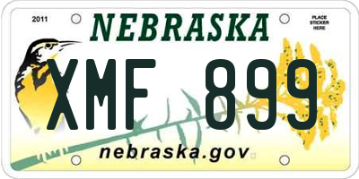 NE license plate XMF899