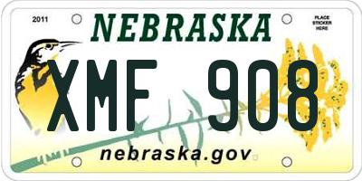 NE license plate XMF908