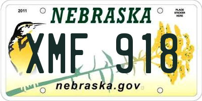 NE license plate XMF918