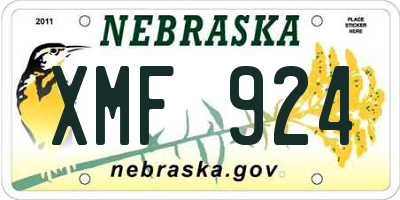 NE license plate XMF924
