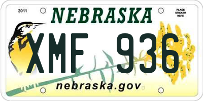NE license plate XMF936
