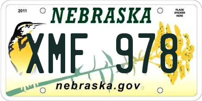NE license plate XMF978