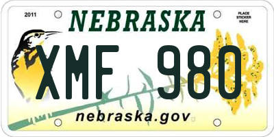 NE license plate XMF980