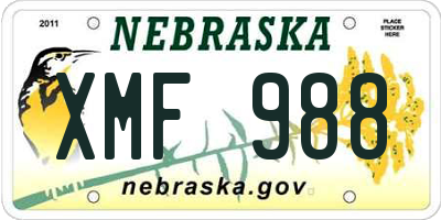 NE license plate XMF988