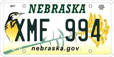 NE license plate XMF994