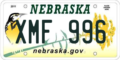 NE license plate XMF996