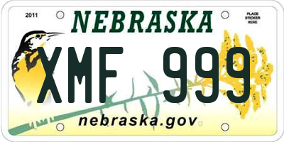 NE license plate XMF999