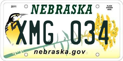 NE license plate XMG034