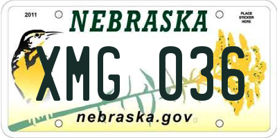 NE license plate XMG036