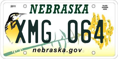 NE license plate XMG064