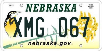 NE license plate XMG067