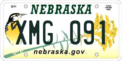 NE license plate XMG091