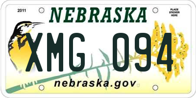 NE license plate XMG094