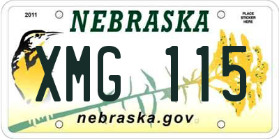 NE license plate XMG115