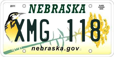 NE license plate XMG118