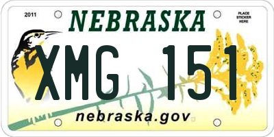 NE license plate XMG151