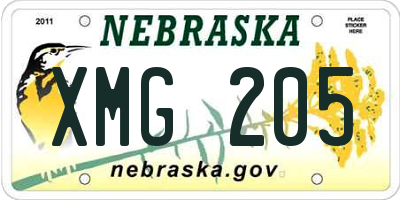 NE license plate XMG205